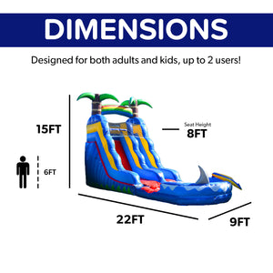15' Ocean Shark Water Slide with Detachable Pool