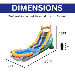 T-Rex 18' Water Slide with detachable pool