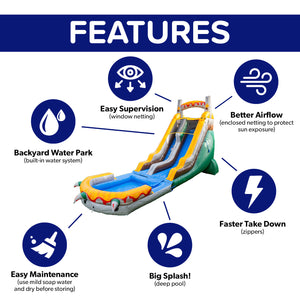 T-Rex 18' Water Slide with detachable pool