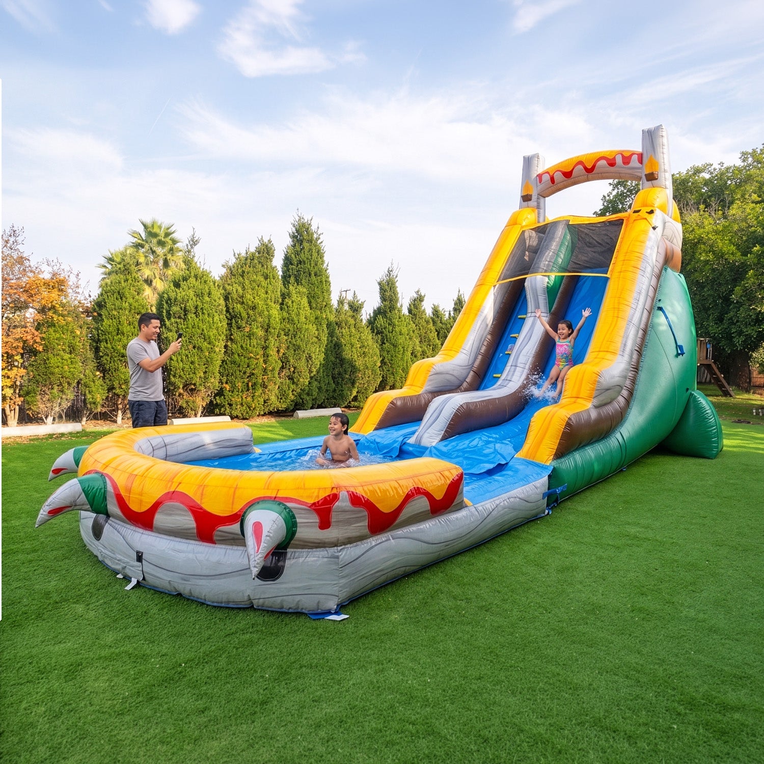 T-Rex 18' Water Slide with Detachable Pool β commercial inflatable water slide