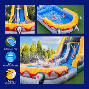 (PRE-ORDER SHIPS JULY 28) T-Rex 18' Water Slide with detachable pool