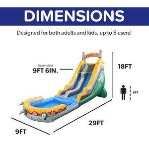 NEW! T-Rex 18' Water Slide with detachable pool