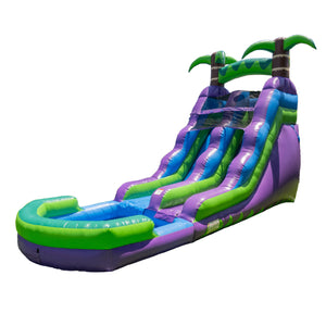 16' Purple Tropical Water Slide with Attached Pool