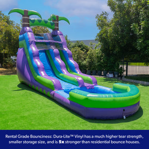 16' Purple Tropical Water Slide with Attached Pool