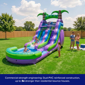 16' Purple Tropical Water Slide with Attached Pool