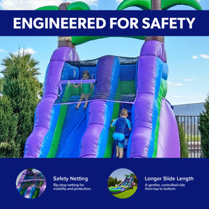 16' Purple Tropical Water Slide with Attached Pool