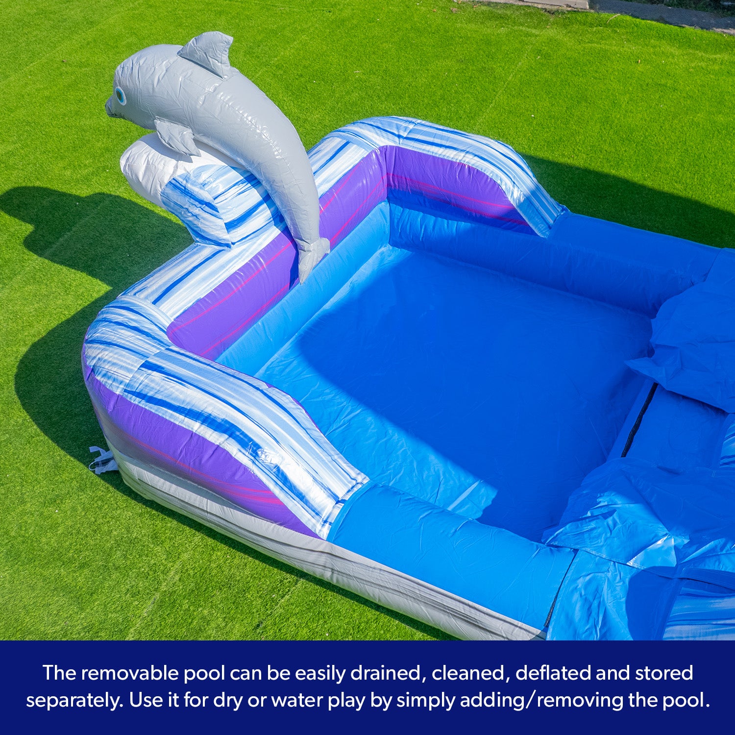 Dolphin 16' Water Slide with detachable pool - Hero Kiddo Inflatables