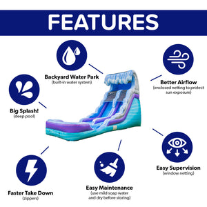 NEW! Ocean Wave 16' Water Slide with Attached Pool