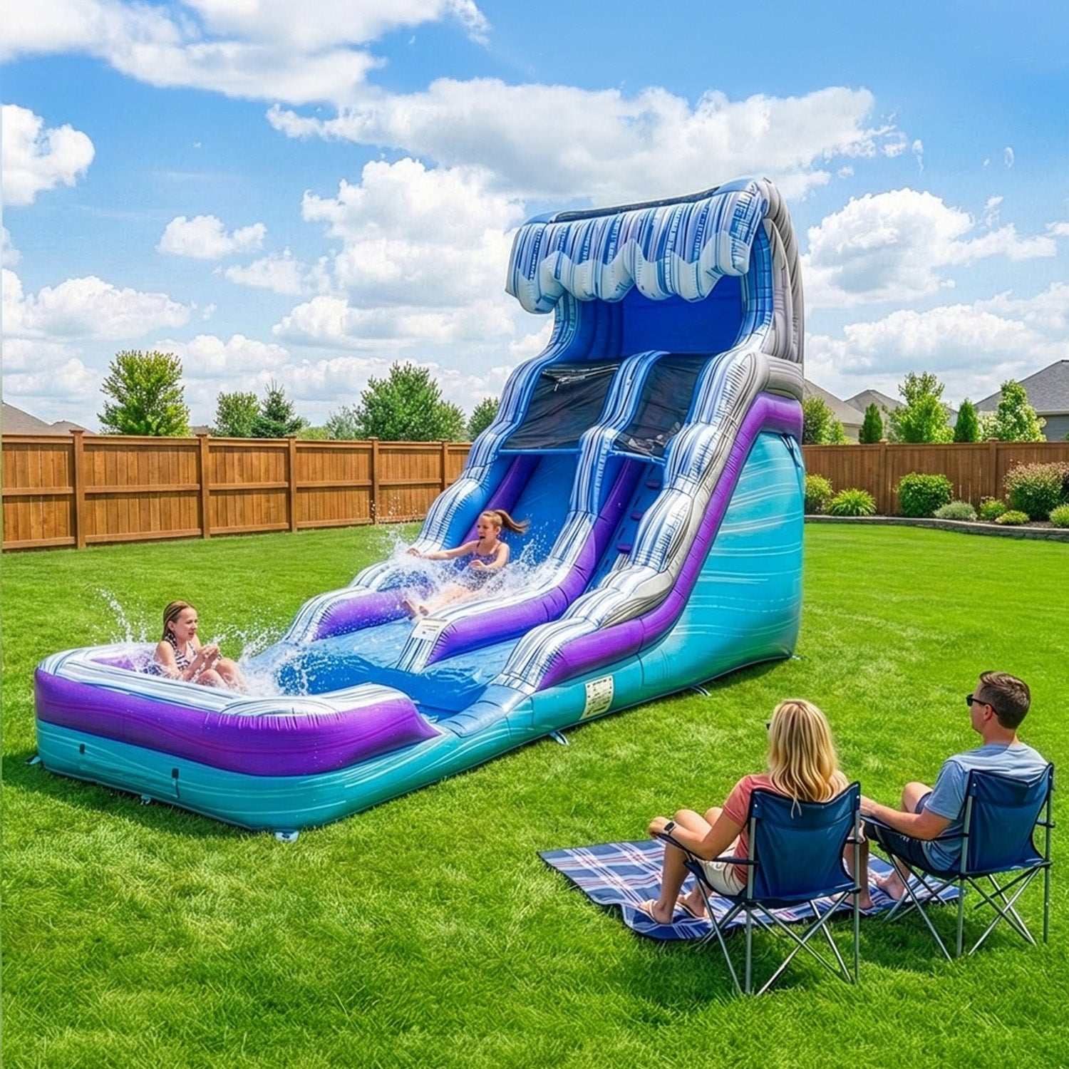 Ocean Wave 16' Water Slide with Attached Pool β commercial inflatable water slide