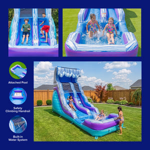 Ocean Wave 16' Water Slide with Attached Pool