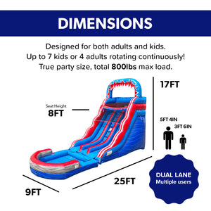 NEW! Rocket Rush 17' Dual Lane Water Slide with Detachable Pool