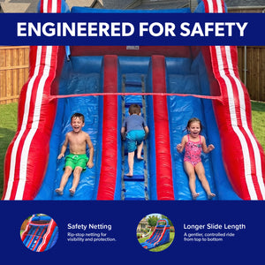 NEW! Rocket Rush 17' Dual Lane Water Slide with Detachable Pool