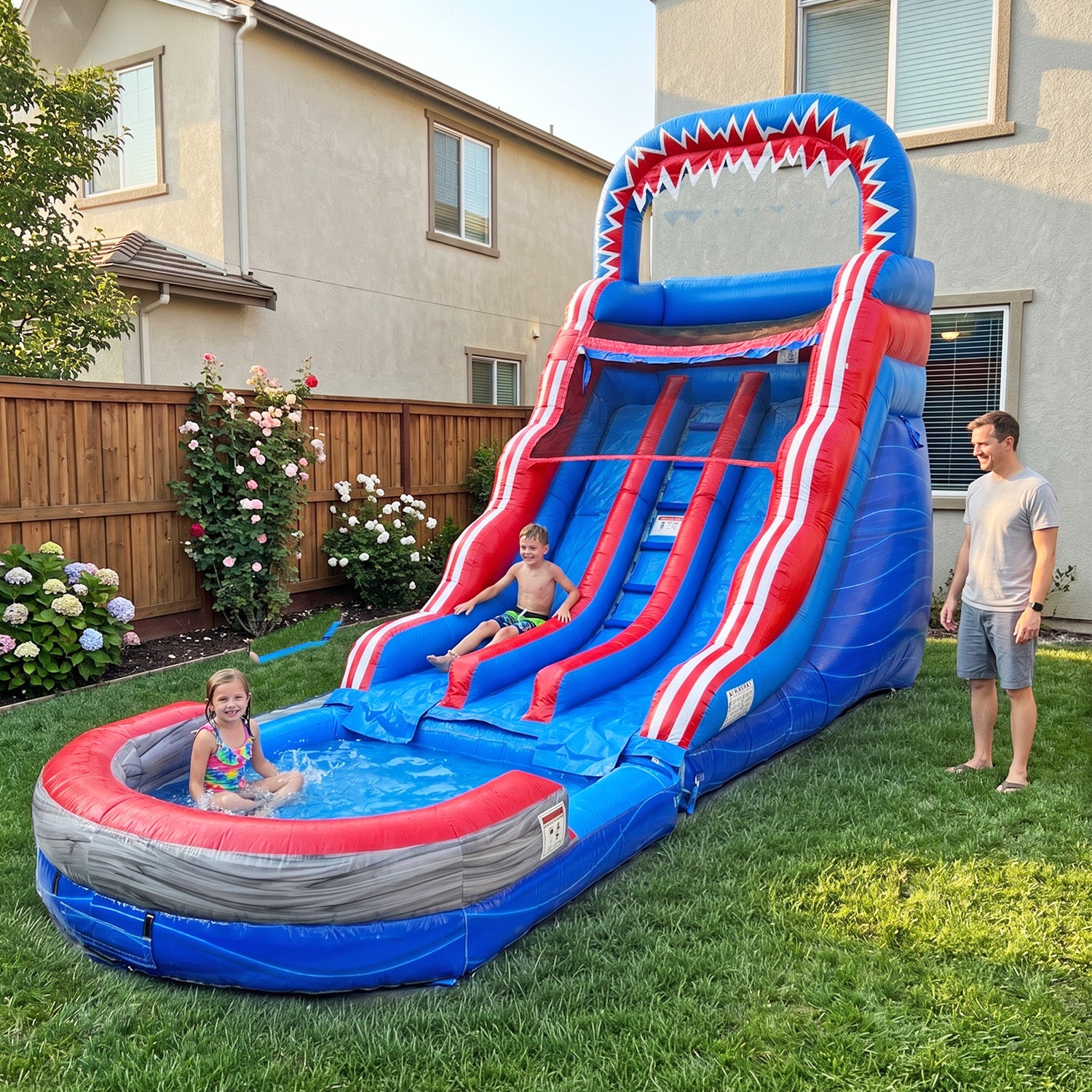 Rocket Rush 17' Dual Lane Water Slide with Detachable Pool β commercial inflatable water slide
