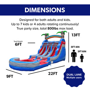 NEW! Tropic Tide Double Racer 13' Dual Lane Slide with Detachable Pool