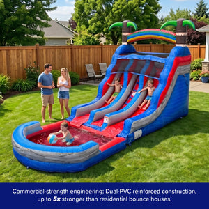 NEW! Tropic Tide Double Racer 13' Dual Lane Slide with Detachable Pool