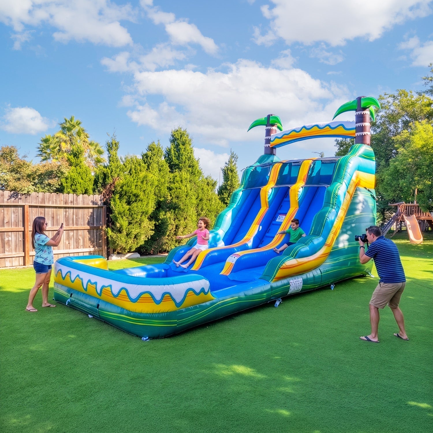 Tropical Breeze 15' Dual Lane Water Slide β commercial inflatable water slide