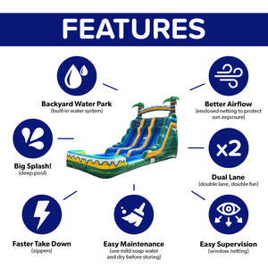 Tropical Breeze 15' Dual Lane Waterslide