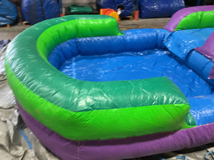 Refurbished 16' Purple Tropical Water Slide with Attached Pool
