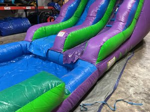 Refurbished 16' Purple Tropical Water Slide with Attached Pool