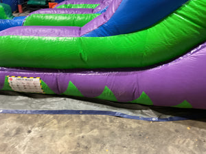 Refurbished 16' Purple Tropical Water Slide with Attached Pool