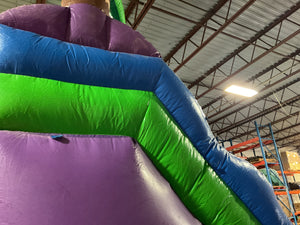 Refurbished 16' Purple Tropical Water Slide with Attached Pool