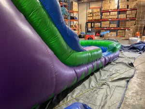 Refurbished 16' Purple Tropical Water Slide with Attached Pool