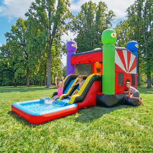 NEW! Ninja Warrior Dual Lane Inflatable Bounce House Combo