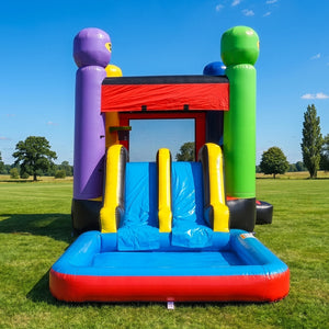 NEW! Ninja Warrior Dual Lane Inflatable Bounce House Combo