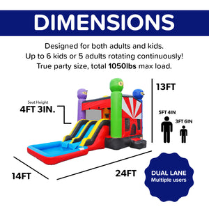 NEW! Ninja Warrior Dual Lane Inflatable Bounce House Combo