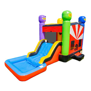 Ninja Warrior Bounce House Water Slide with Pool Combo