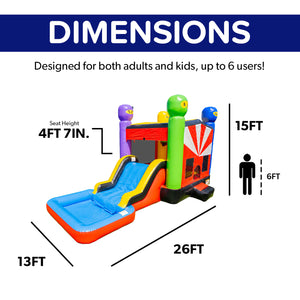 Ninja Warrior Bounce House Water Slide with Pool Combo