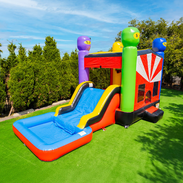 ハルモニア ‧✧̣̥̇‧ LEDハウス Ninja Warrior Bounce House with Slide Combo - Unleash Fun with