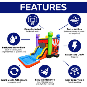 Ninja Warrior Bounce House Water Slide with Pool Combo