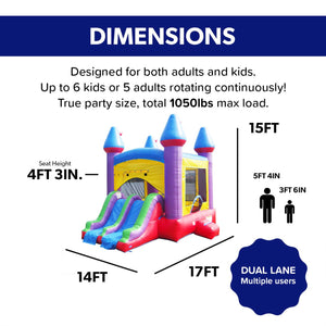 Jelly Bean Castle Bounce House with Dual Slide Combo