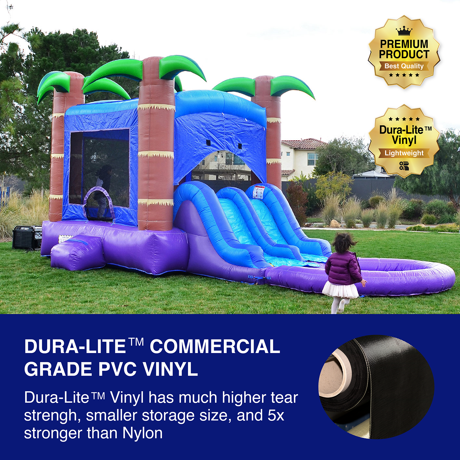 Enchanted Forest Bounce House with Dual Lane Water Slide and Detachable Pool Combo
