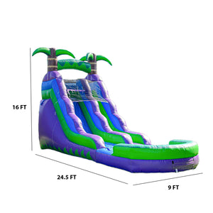 Purple Tropical 16’ Water Slide with Detachable Pool