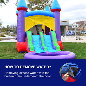 Jelly Bean Castle Bounce House with Dual Lane Water Slide and Detachable Pool Combo