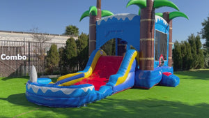 Ocean Shark Bounce House Water Slide with Pool Combo