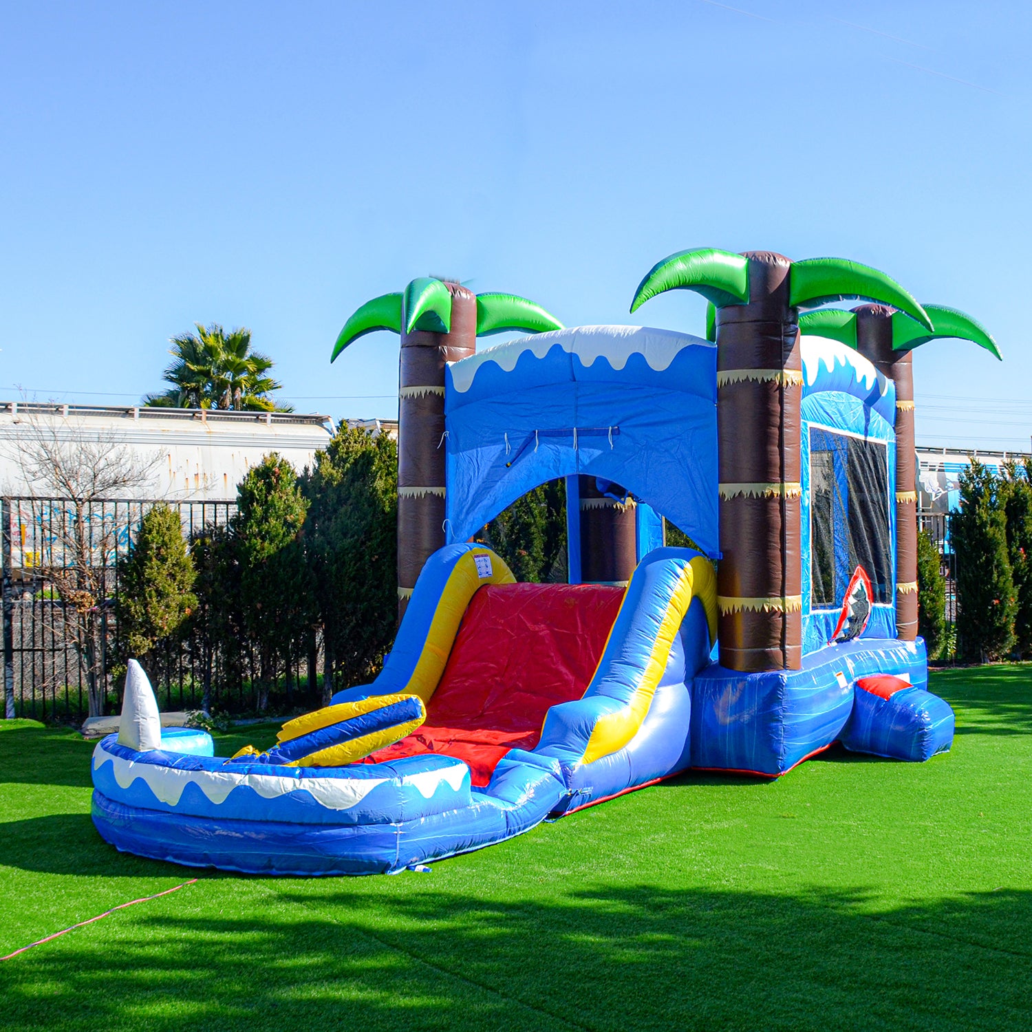 Dive into Adventure: Ocean Shark 14x26 Bounce House Water Slide Combo ...