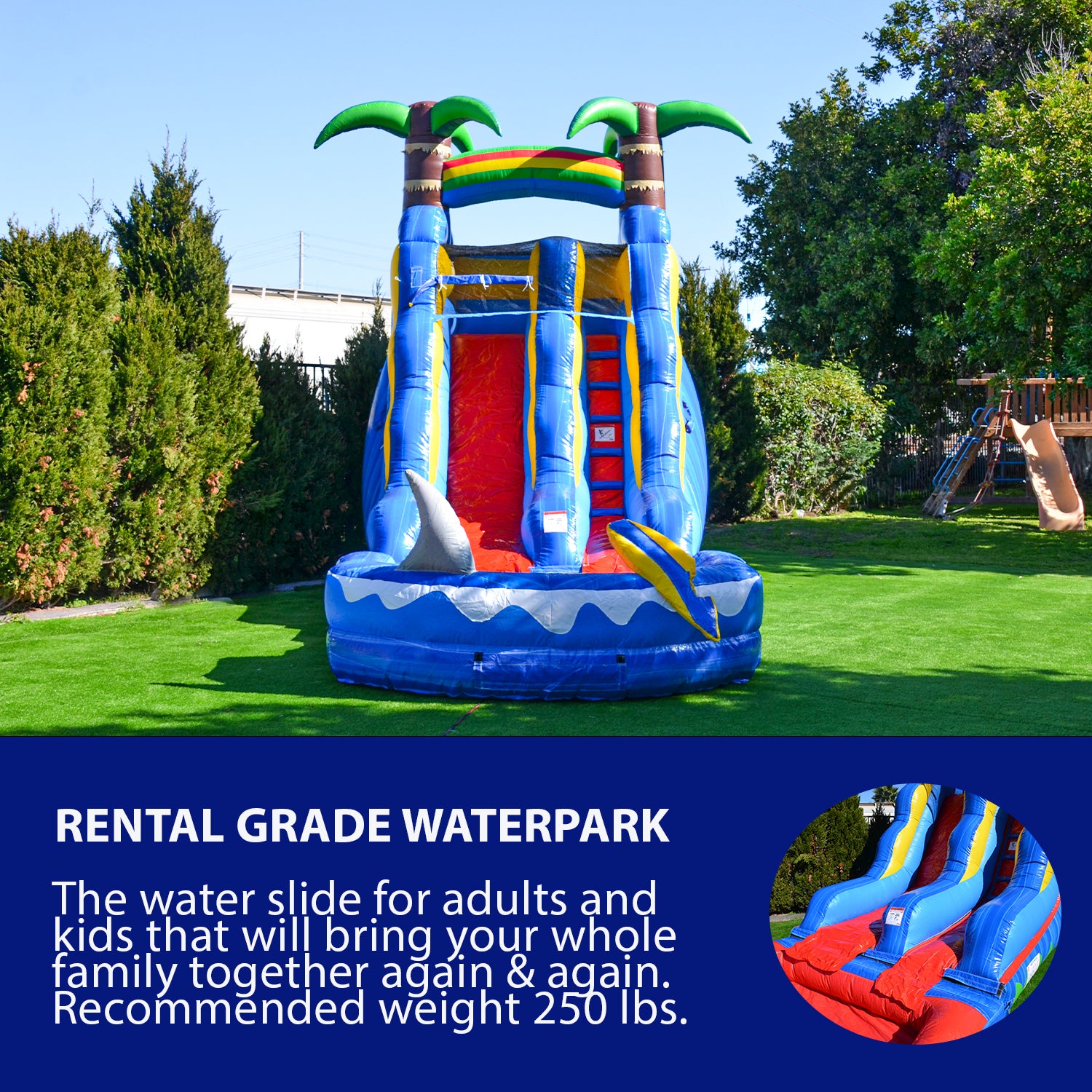 Dive into Excitement: 15ft Ocean Shark Water Slide with Detachable Pool ...