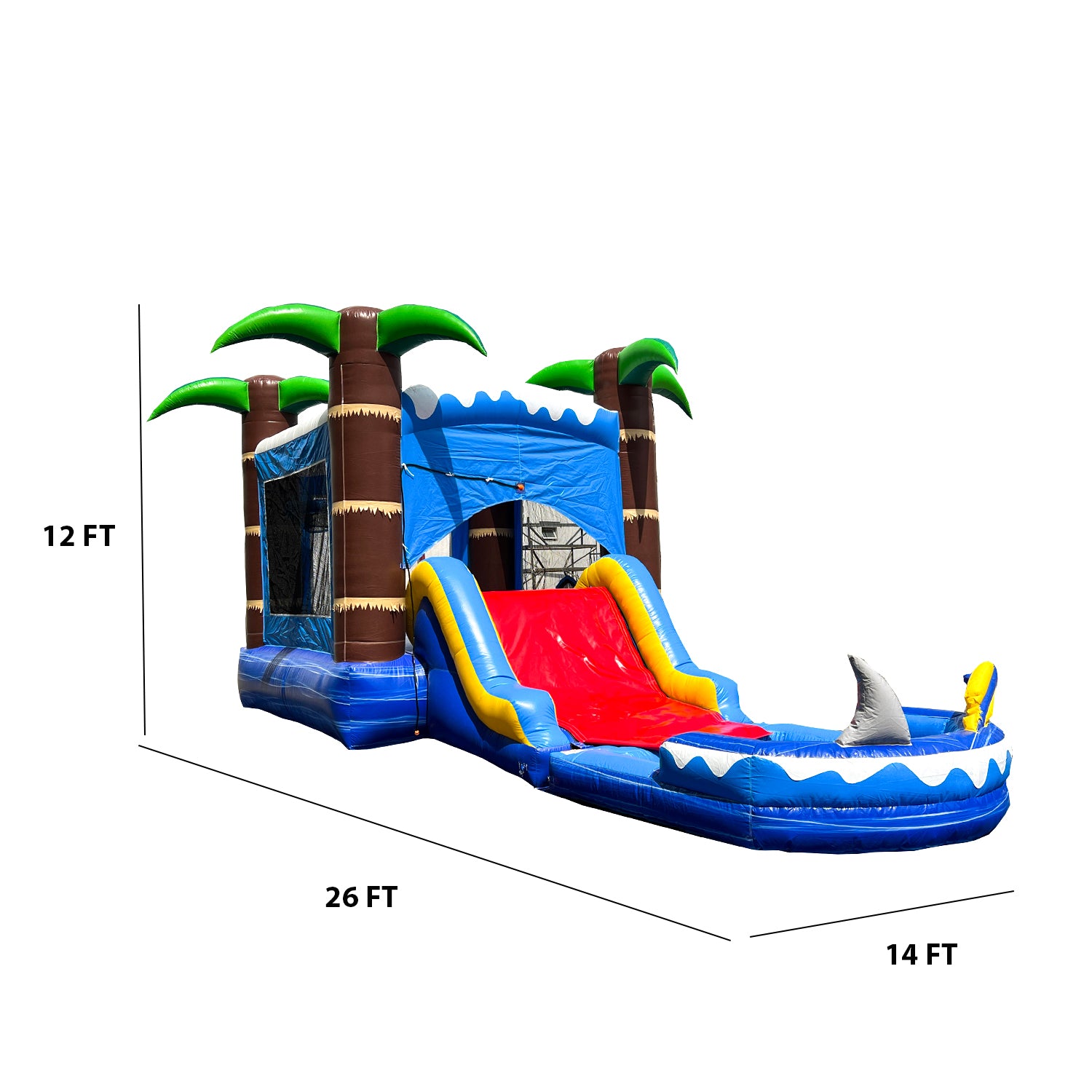 Shark Inflatable Combo Dive into Adventure: Ocean Shark 14x26 Bounce House Water Slide Combo ...