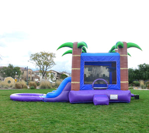 Enchanted Forest 26' x 13.5 Bounce House and Dual Lane Slide Combo with Detachable Pool