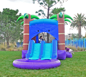 Enchanted Forest Bounce House with Dual Lane Water Slide and Detachable Pool Combo